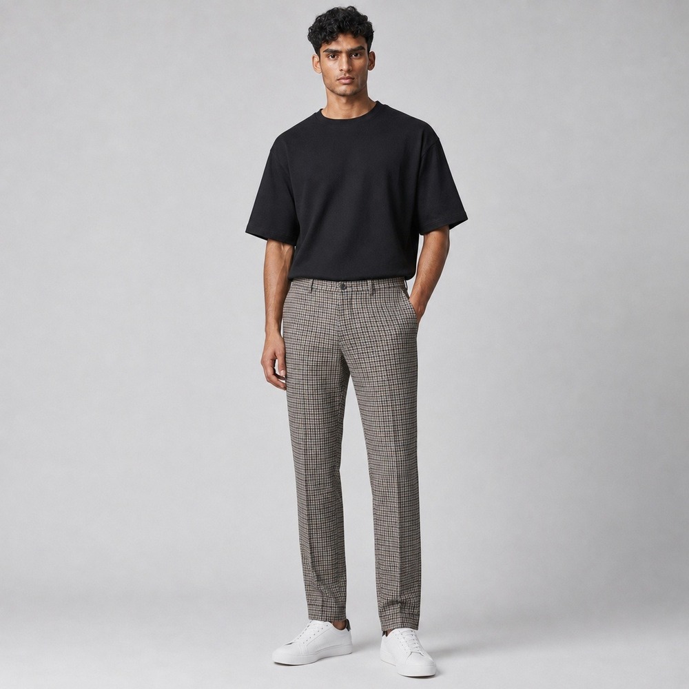 SuitSupply Men 40 Portofino Pure Wool Plaid Pants Cuffed Old Money Dark Academia